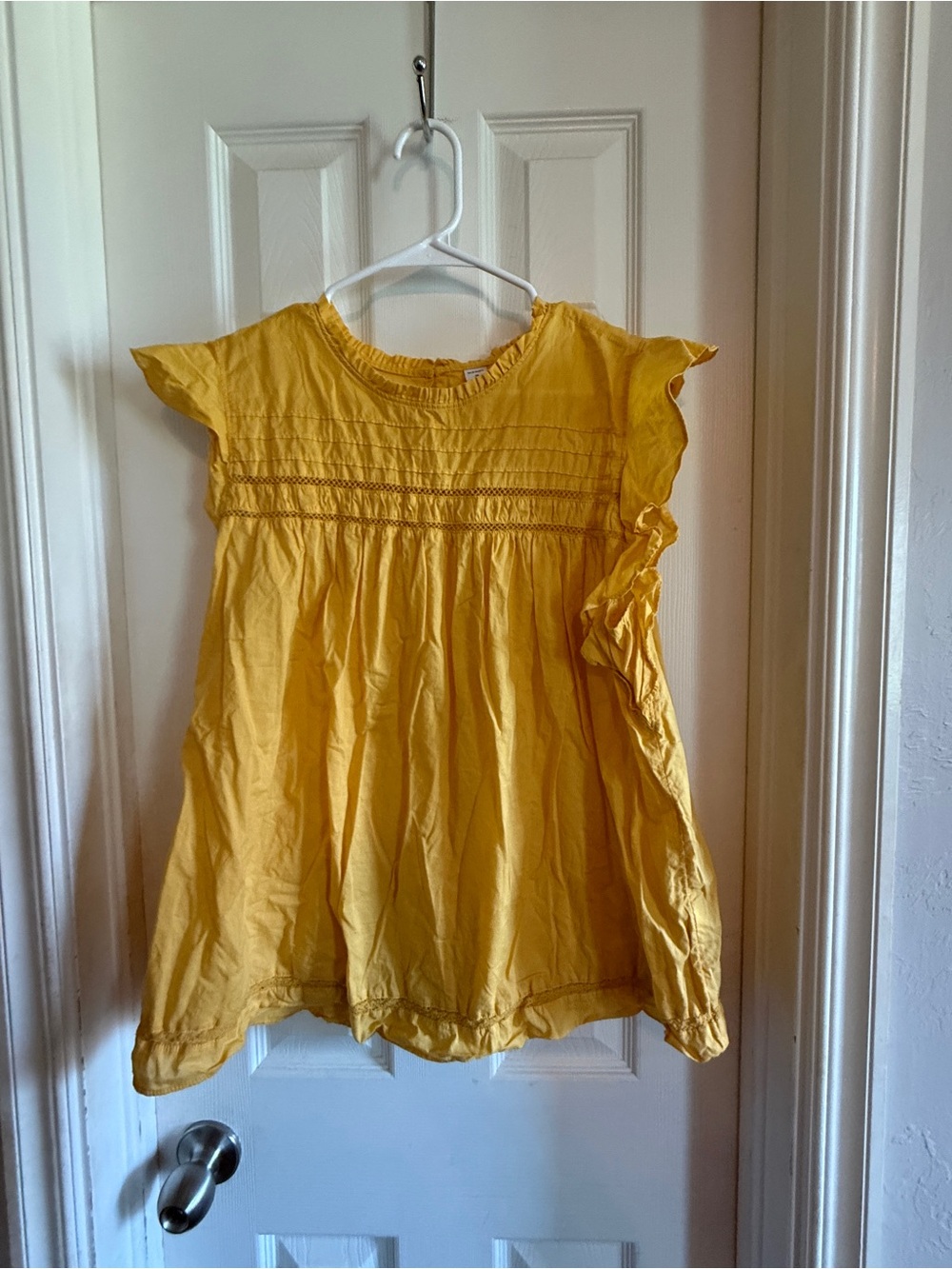 Old Navy Mustard Yellow Smocked Flutter Sleeve Top